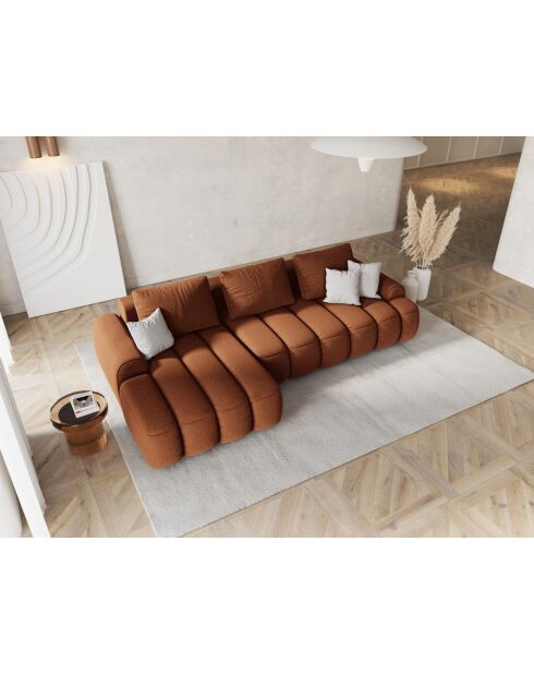 Sofá convertible Kimi de esquina izquierda con baúl 3 plazas ladrillo - 275x142x84 cm
