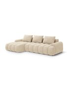 Kimi Ecksofa aus Samt links mit Kofferraum Kimi 3-Sitzer hellbeige - 275x142x84 cm