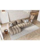 Kimi Ecksofa aus Samt links mit Kofferraum Kimi 3-Sitzer hellbeige - 275x142x84 cm