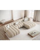 Canapé Panoramique en velours Koge 6 Places beige clair - 348x165x70 cm