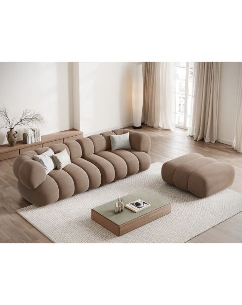 Pouf velours Koge 1 Place beige foncé - 95x95x40 cm