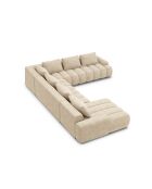 Kimi 6-Sitzer-Ecksofa aus Samt mit Panoramablick rechts mit Kofferraum Kimi 6-Sitzer hellbeige — 346x270x84 cm