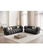 Canapé velours Koge 2 Places gris - 180x95x70 cm