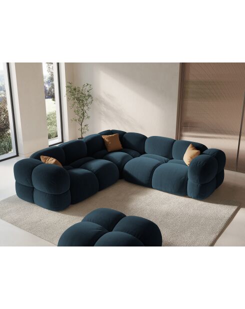 Loretto Velvet Ecksofa, symmetrisch, 4-Sitzer, 250 x 250 x 68 cm, Petrolblau