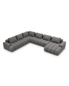 Kimi 6-Sitzer, ausziehbares Ecksofa und Kofferraum aus Samt, 346 x 270 x 84 cm, Grau