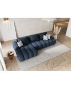 Divano angolare sinistro trasformabile Kimi A con baule Kimi 3 posti blu - 275x142x84 cm