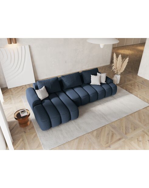 Canapé d'angle gauche convertible Aavec coffre Kimi 3 Places bleu - 275x142x84 cm