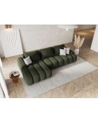 Canapé d'angle gauche velours convertible avec coffre Kimi 3 Places vert - 275x142x84 cm
