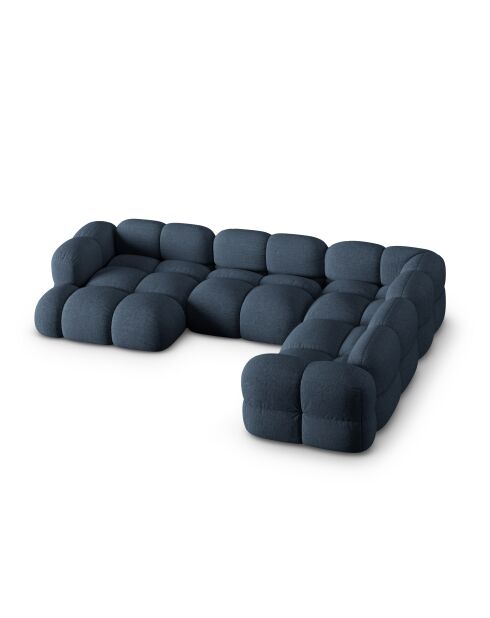 Canapé D'Angle Panoramique droit Ouvert Loretto 5 Places bleu foncé - 345x250x68 cm