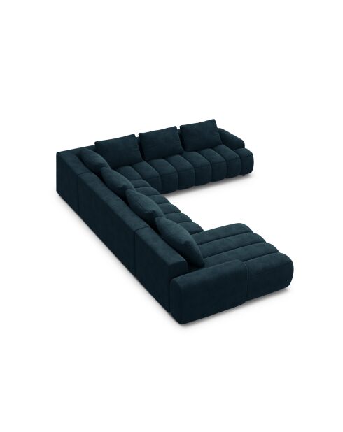 Divano angolare destro panoramico Kimi a 6 posti a benzina Deep Petrol convertibile con baule - 346x270x84 cm