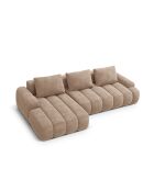 Kimi Ecksofa aus Samt links mit Kofferraum Kimi 3-Sitzer dunkelbeige - 275x142x84 cm