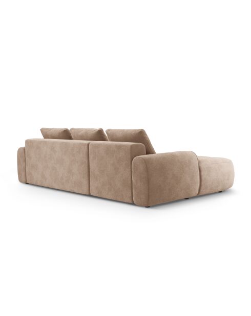 Canapé d'angle gauche velours convertible avec coffre Kimi 3 Places beige foncé - 275x142x84 cm