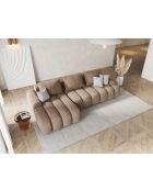 Kimi Ecksofa aus Samt links mit Kofferraum Kimi 3-Sitzer dunkelbeige - 275x142x84 cm