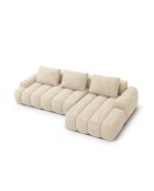 Divano angolare destro convertibile in velluto beige chiaro a 3 posti Kimi con baule - 275x142x84 cm