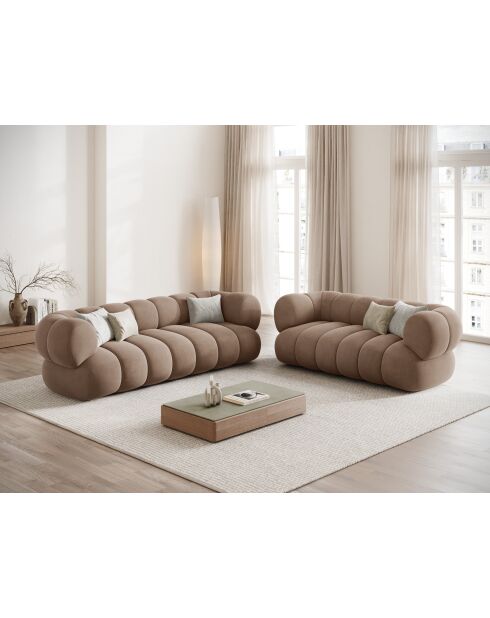 Canapé velours Koge 3 Places beige foncé - 210x95x70 cm