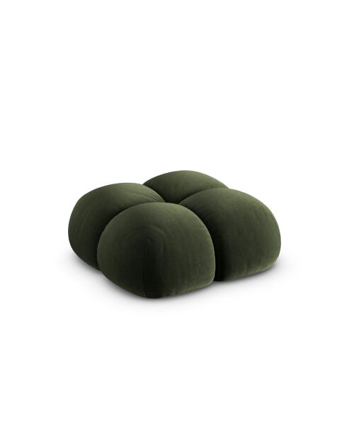 Pouf velours Loretto 1 Place vert - 90x90x40 cm