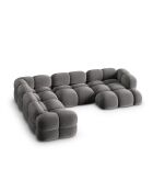 Canapé D'Angle Panoramique (Côté gauche) velours Loretto 5 Places gris - 345x250x68 cm