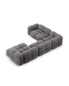 Canapé D'Angle Panoramique (Côté gauche) velours Loretto 5 Places gris - 345x250x68 cm