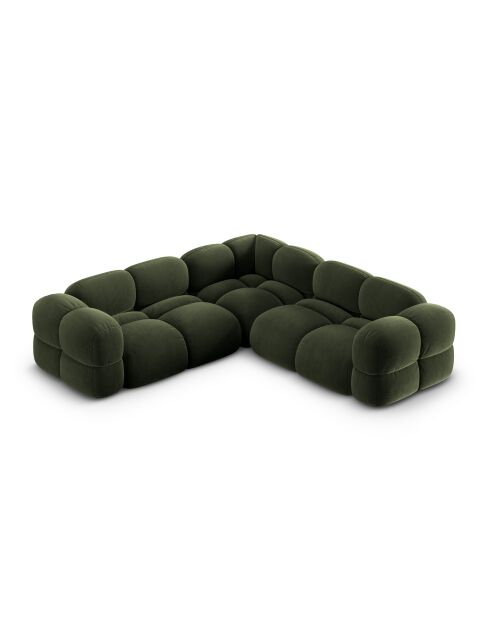 Loretto Velvet Ecksofa, symmetrisch, 4-Sitzer, Grün — 250 x 250 x 68 cm