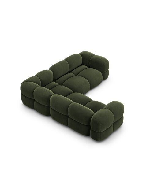 Loretto Velvet Ecksofa, symmetrisch, 4-Sitzer, Grün — 250 x 250 x 68 cm
