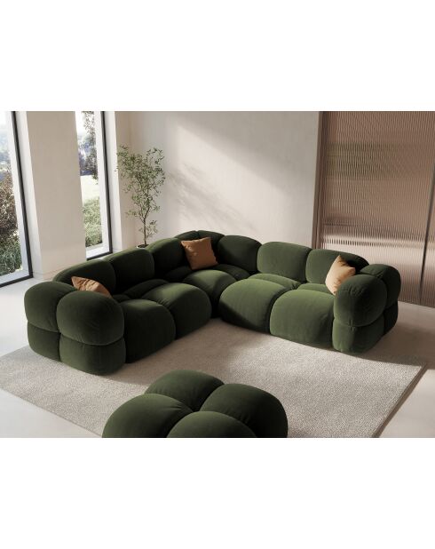 Loretto Velvet Ecksofa, symmetrisch, 4-Sitzer, Grün — 250 x 250 x 68 cm