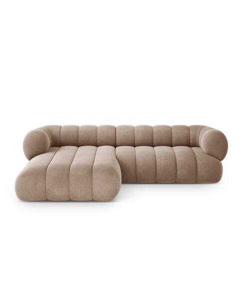 Canapé D'Angle gauche velours Koge 5 Places beige foncé - 270x165x70 cm