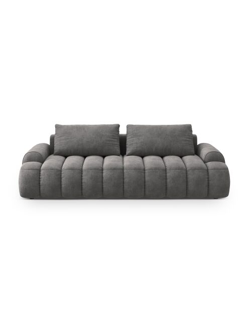 Canapé velours convertible avec coffre Kimi 4 Places gris - 250x100x84 cm