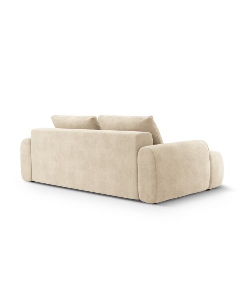 Canapé velours convertible avec coffre Kimi 4 Places beige clair - 250x100x84 cm