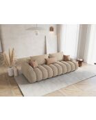 Canapé velours convertible avec coffre Kimi 4 Places beige clair - 250x100x84 cm