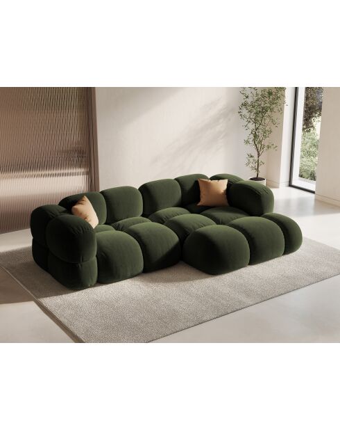 Loretto Velvet Ecksofa für 3 Sitzer, grün, 250 x 147 x 68 cm