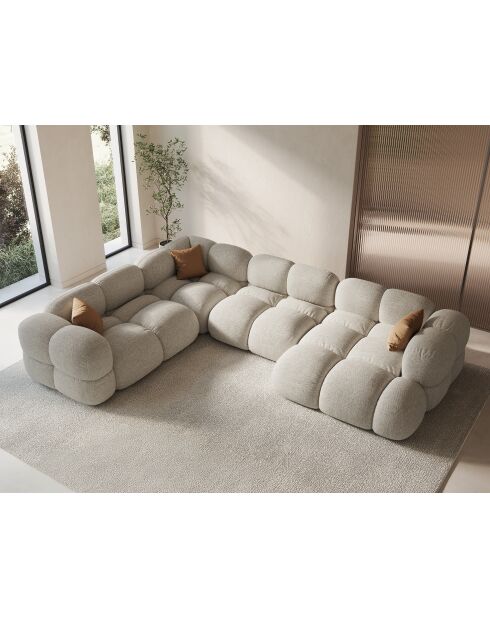 Canapé D'Angle Panoramique gauche Ouvert Loretto 5 Places beige - 345x250x68 cm