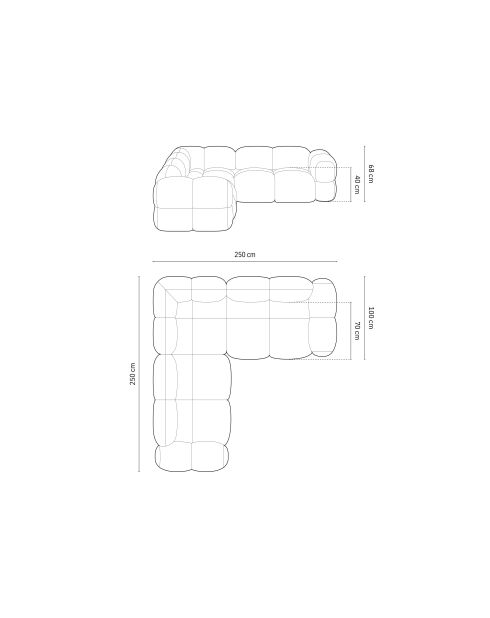 Loretto Symmetrisches Ecksofa 4 Sitzer Dunkelblau - 250x250x68 cm