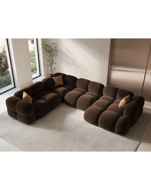 Panorama-Ecksofa (linke Seite) Loretto Velvet 5-Sitzer Chocolate — 345 x 250 x 68 cm
