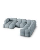 Canapé D'Angle Panoramique droit Ouvert Loretto 5 Places bleu pastel - 345x250x68 cm