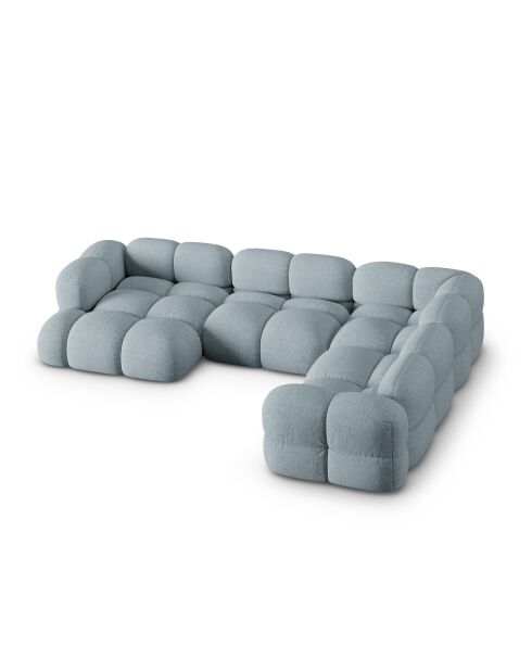 Loretto 5-zitsbank, pastelblauw, open rechter, panoramische hoekbank, 345x250x68 cm