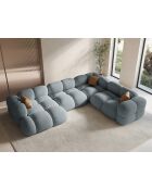Canapé D'Angle Panoramique droit Ouvert Loretto 5 Places bleu pastel - 345x250x68 cm