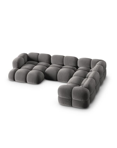 Panorama-Ecksofa (rechte Seite) Loretto Velvet 5-Sitzer Grau - 345x250x68 cm