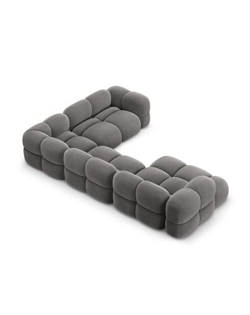 Panorama-Ecksofa (rechte Seite) Loretto Velvet 5-Sitzer Grau - 345x250x68 cm