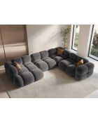 Panorama-Ecksofa (rechte Seite) Loretto Velvet 5-Sitzer Grau - 345x250x68 cm