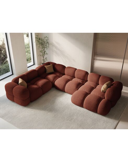 Loretto 5-zits panoramahoekbank, open links, koraal, 345x250x68 cm