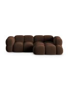 Canapé D'Angle droit velours Loretto 3 Places chocolat - 250x147x68 cm