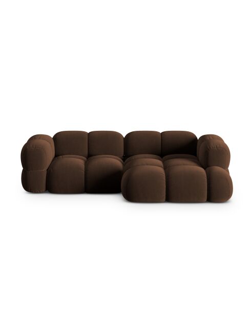 Canapé D'Angle droit velours Loretto 3 Places chocolat - 250x147x68 cm