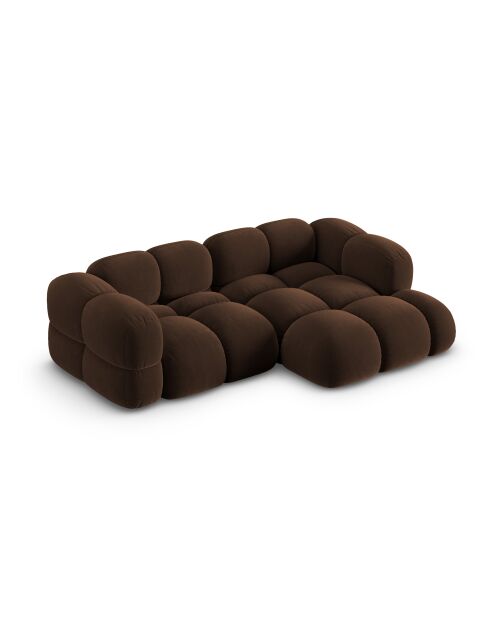 Canapé D'Angle droit velours Loretto 3 Places chocolat - 250x147x68 cm