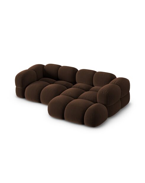 Canapé D'Angle droit velours Loretto 3 Places chocolat - 250x147x68 cm