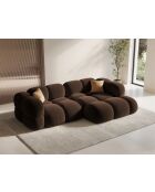 Canapé D'Angle droit velours Loretto 3 Places chocolat - 250x147x68 cm