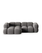 Canapé D'Angle gauche velours Loretto 3 Places gris - 250x147x68 cm