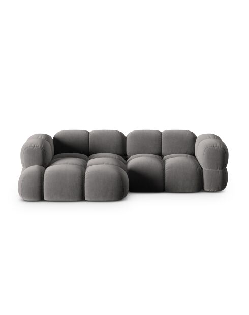 Loretto Ecksofa für 3 Personen, aus grauem Samt, links, 250 x 147 x 68 cm