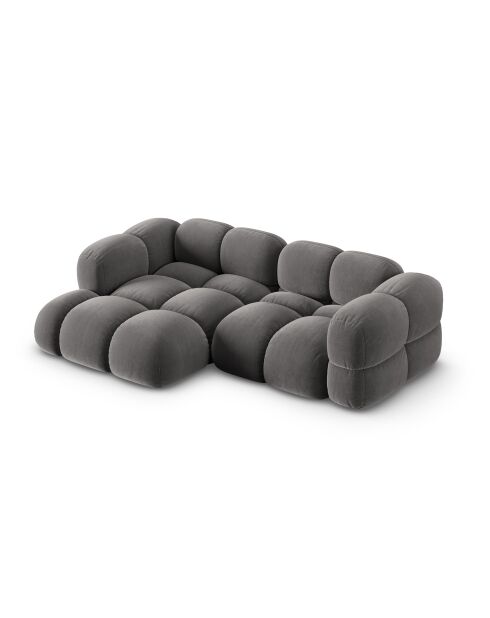 Loretto Ecksofa für 3 Personen, aus grauem Samt, links, 250 x 147 x 68 cm