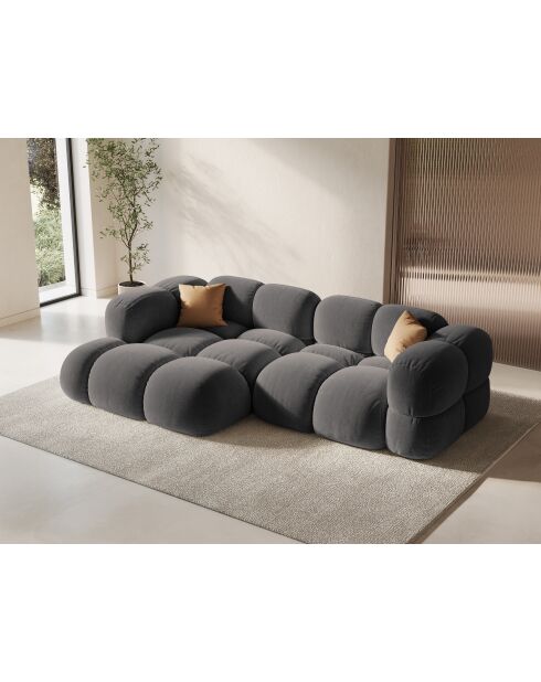 Loretto Ecksofa für 3 Personen, aus grauem Samt, links, 250 x 147 x 68 cm
