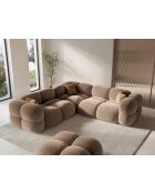 Loretto Velvet Ecksofa, symmetrisch, 4-Sitzer, dunkelbeige — 250 x 250 x 68 cm